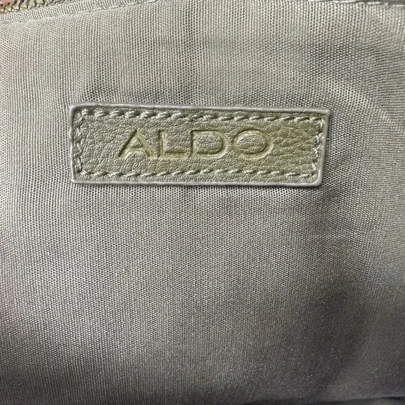 Aldo Olive Green Studded Gold Brass Hardware Punk Rock Retro Fold Over Bag Purse - Picture 5 of 8